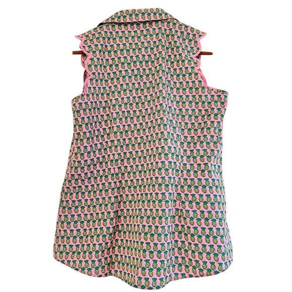 Talbots Button Down Pink and Yellow Tropical Pineapple Print Size 8P - Picture 2 of 4